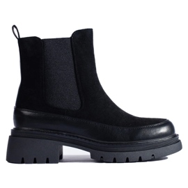 Bottines Chelsea en daim noir par Vinceza le noir 2