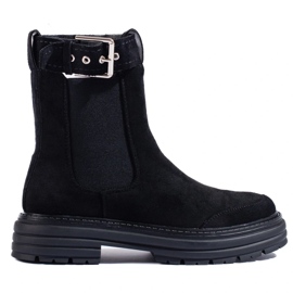 Bottines en daim noir avec boucle Shelovet 2