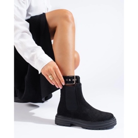 Bottines en daim noir avec boucle Shelovet le noir 3