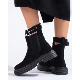 Bottines en daim noir avec boucle Shelovet le noir 4