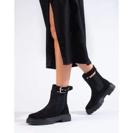 Bottines en daim noir avec boucle Shelovet 1