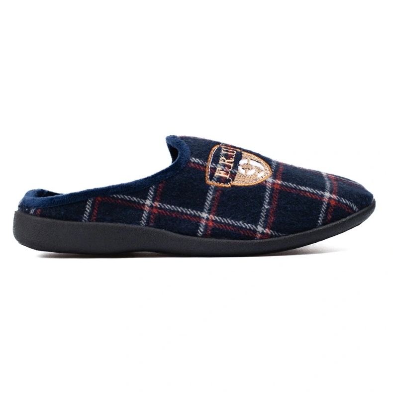 Chaussons homme Shelovet à carreaux bleu marine 2