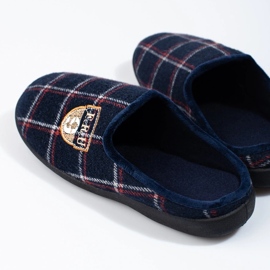 Chaussons homme Shelovet à carreaux bleu marine 1