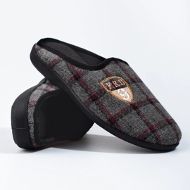 Chaussons homme Shelovet gris à carreaux 1