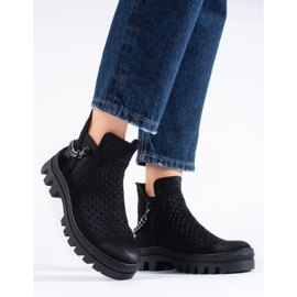 W. Potocki Bottines femme en daim ajouré, noir, Potocki 2