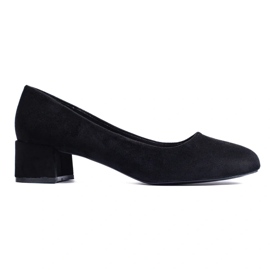 Escarpins femme à petit talon en daim noir le noir 1