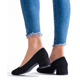 Escarpins femme à petit talon en daim noir le noir 3
