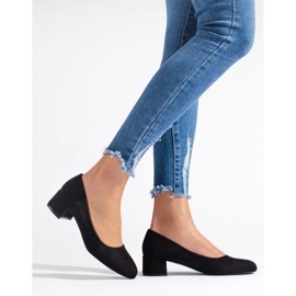 Escarpins femme à petit talon en daim noir le noir 4