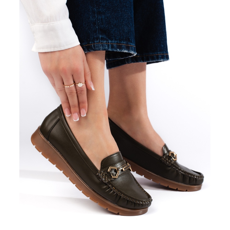 Mocassins confortables pour femmes vert foncé 2