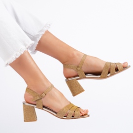 Sandales femme à paillettes dorées d'or 2