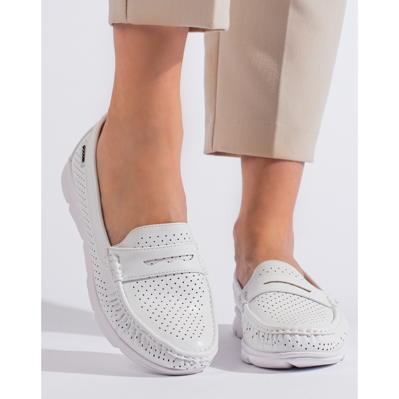Mocassins femme blancs ajourés blanche 2