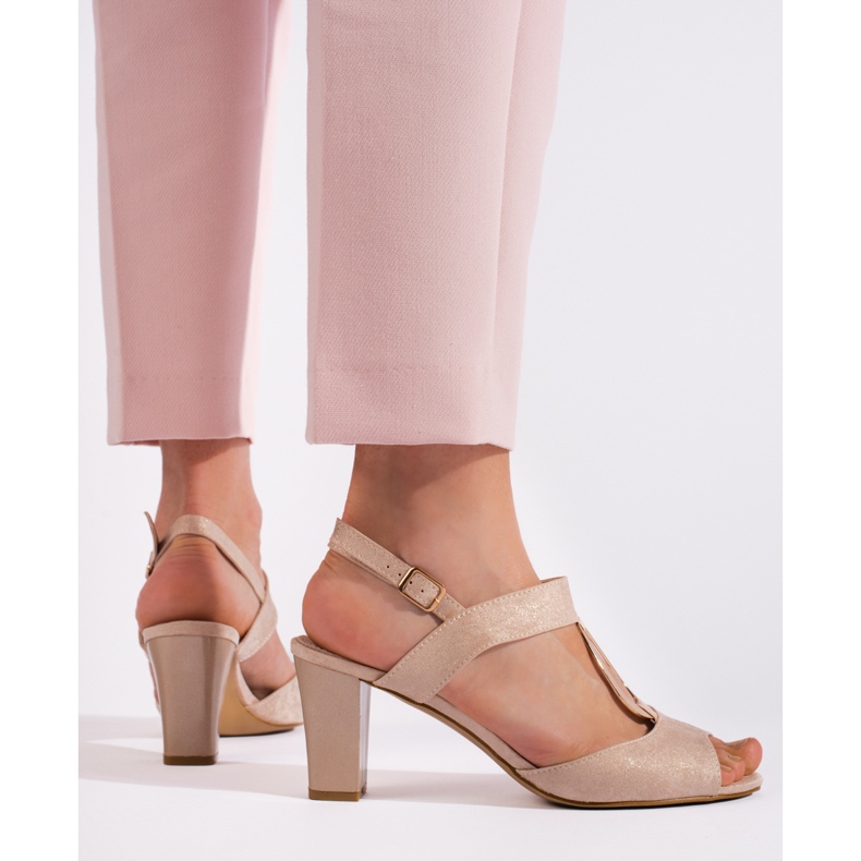 Goodin Sandales dorées à talons pour femme d'or 2