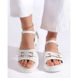Goodin Sandales femme en cuir blanc 2