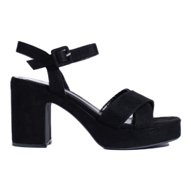 Sandales à talons femme en daim le noir 1