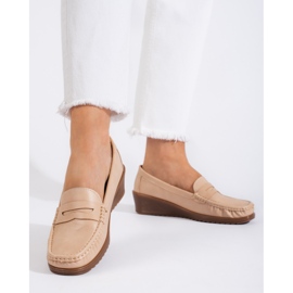 Mocassins femme beiges 2