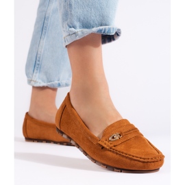 Mocassins femme en daim camel brun 2
