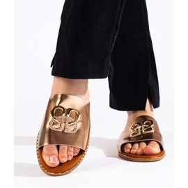 Tongs élégantes pour femmes dorées 2