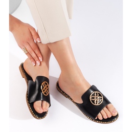 Claquettes plates femme noires 2