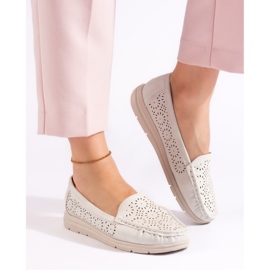 Mocassins femme blancs ajourés 2