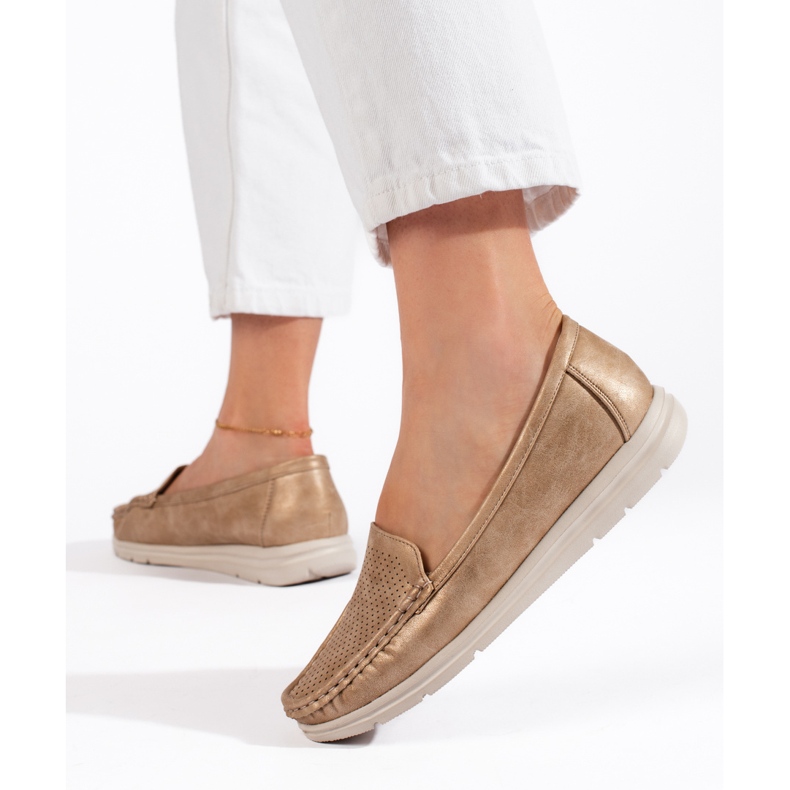 Mocassins dorés pour femme 2