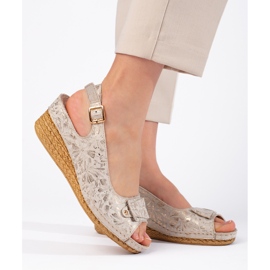 Sandales compensées basses espadrilles beiges 2