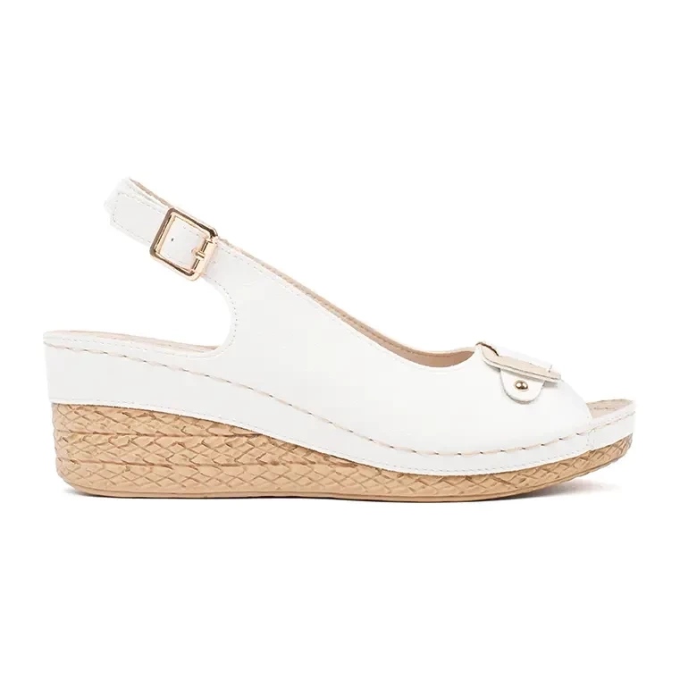 Sandales compensées basses espadrilles blanches 2