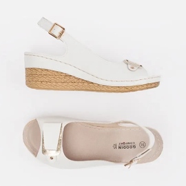 Sandales compensées basses espadrilles blanches 4
