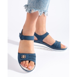 Sandales compensées bleues 2