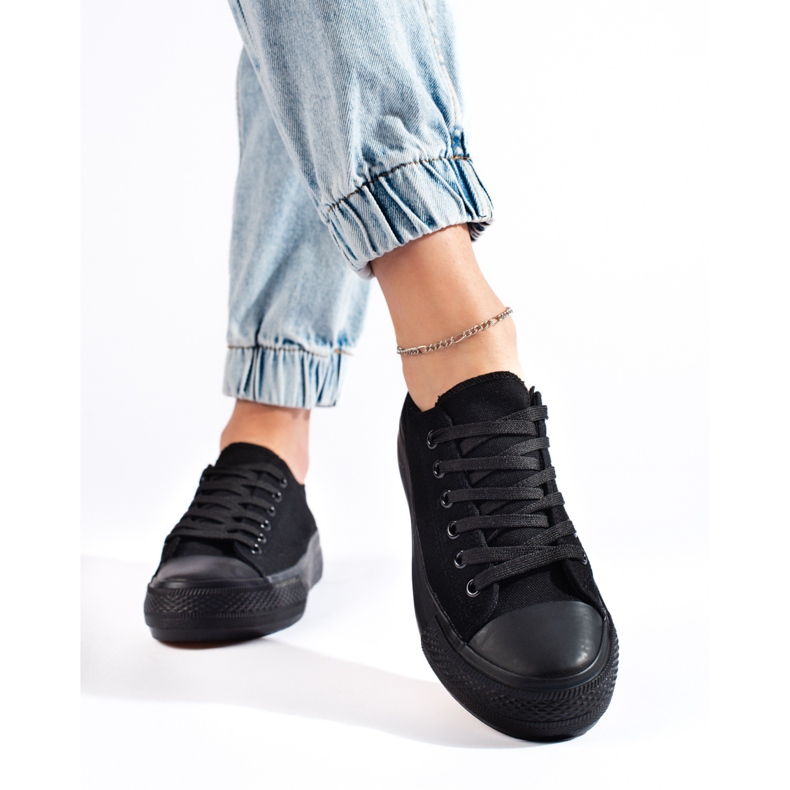 Baskets plateforme femme noires 2