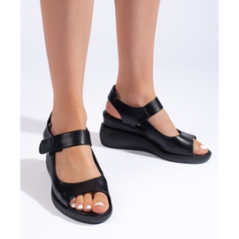 Sandales compensées noires confortables de Sergio Leone le noir 2