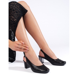 Sergio Leone Escarpins femme noirs ajourés 1