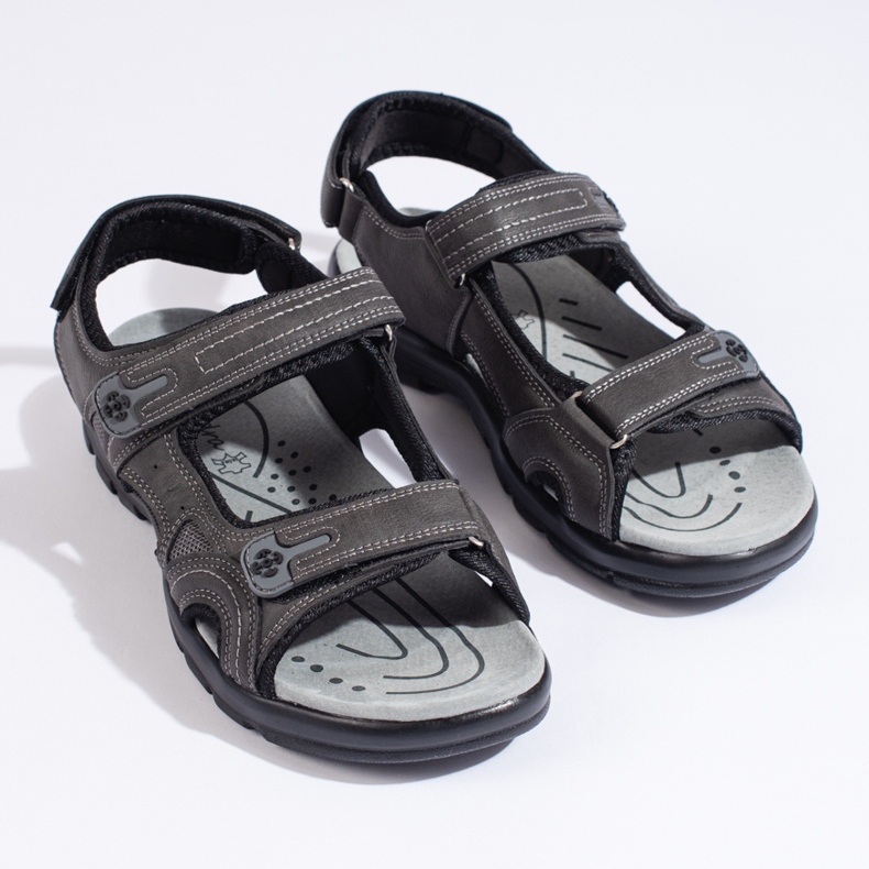 Sandales de sport pour hommes avec velcro gris 2