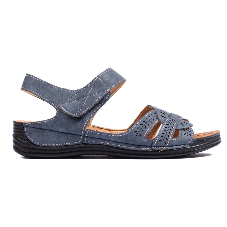 Sandales femme bleu clair à talon bas 1