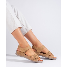 Sandales femme marron clair à talon bas brun 2