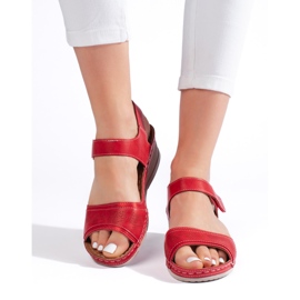 Sandales femme rouges avec velcro 2