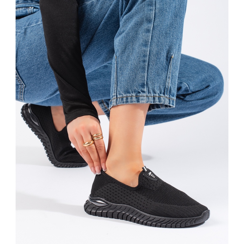 Baskets femme en textile noires 2