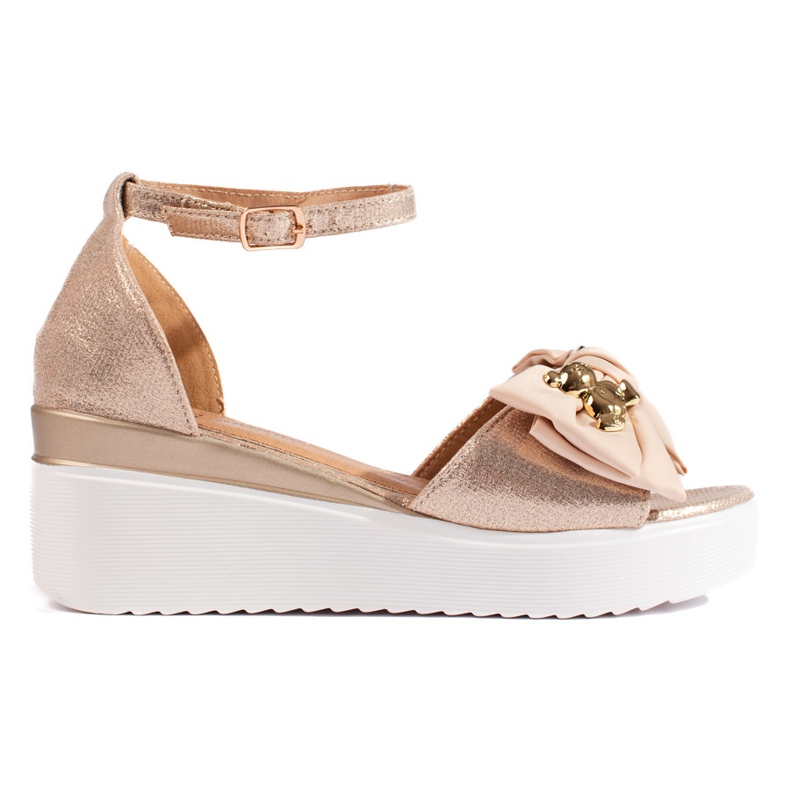 Seastar Sandales compensées femme dorées avec nœud 1