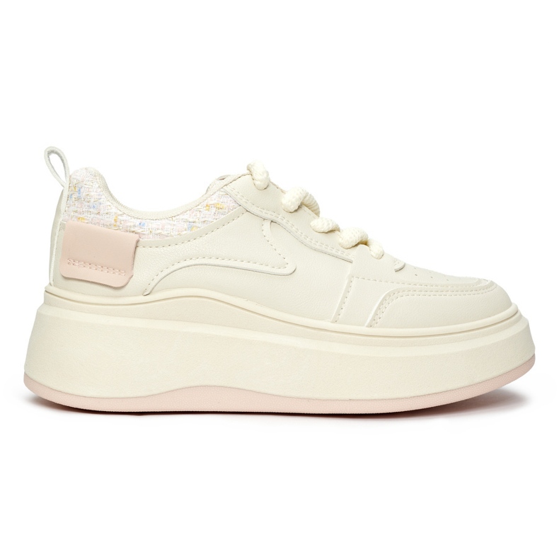 Baskets femme crème à semelle épaisse beige 1
