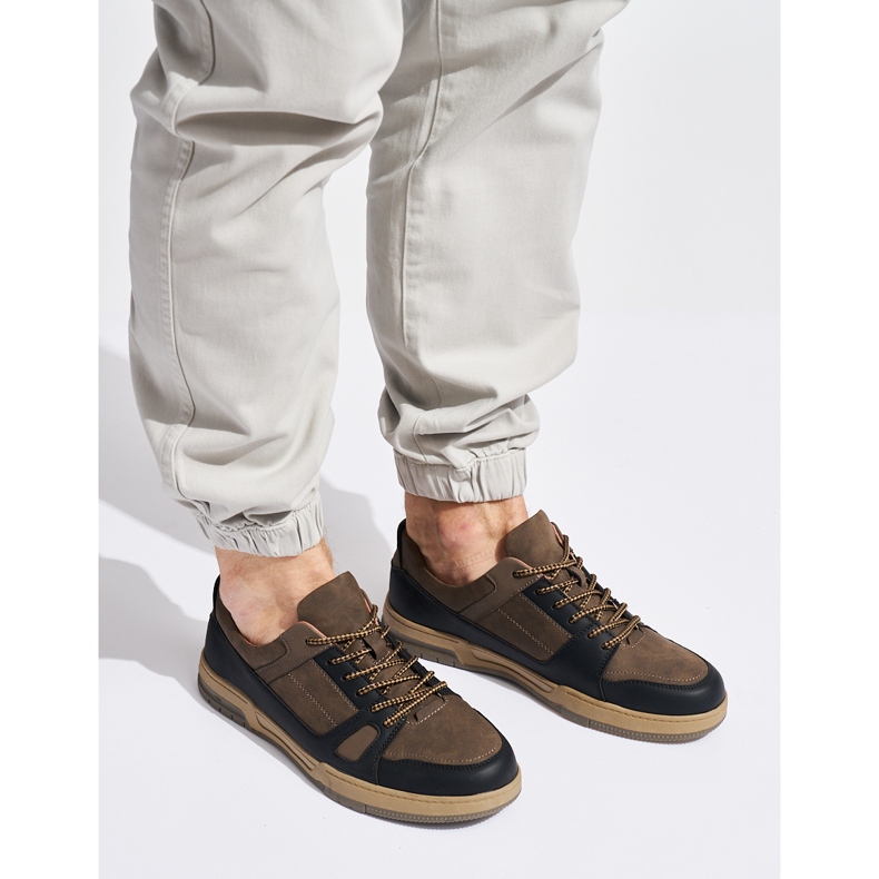 Chaussures de sport pour hommes noires et marron brun 1