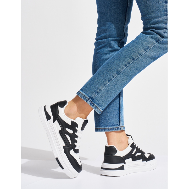 Baskets à plateforme noires et blanches le noir 1