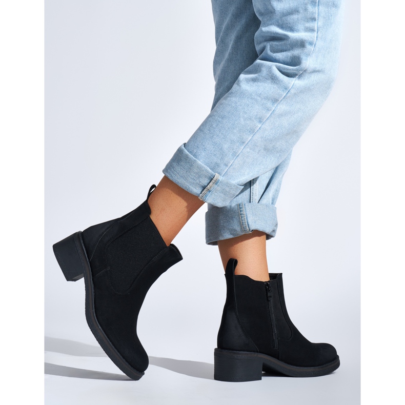 Bottines noires à talons bas pour femme 2