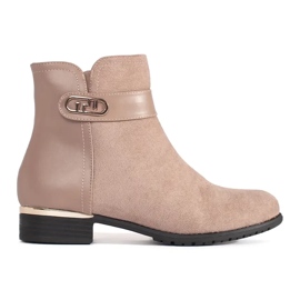 Bottines femme beiges avec éléments dorés 1