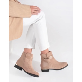 Bottines femme beiges avec éléments dorés 2