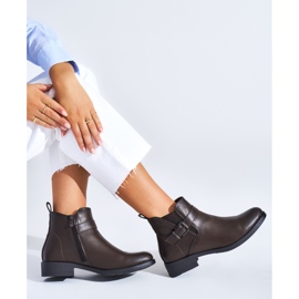 Bottines femme marron à talon plat brun 1
