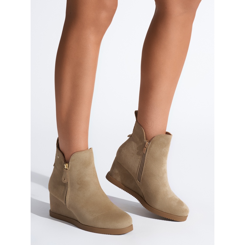 Bottines compensées beiges pour femme 1