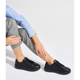 Sergio Leone Sneakers sportifs liés en cuir noir SP014 le noir 1