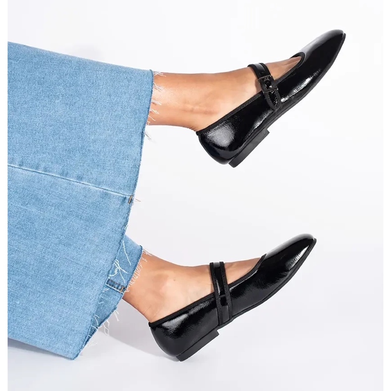 Ballerines femme laquées noires 1