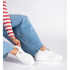 Baskets à plateforme en cuir blanc blanche 1