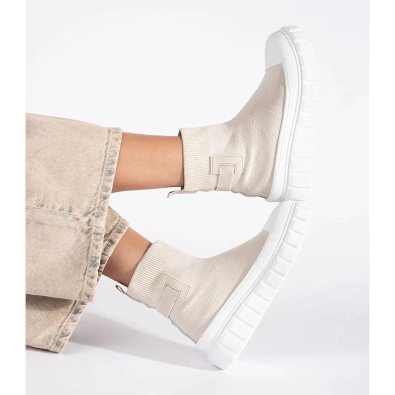 Seastar Baskets montantes à plateforme beige clair 1