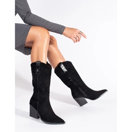 Seastar Santiags femme en daim noir le noir 1